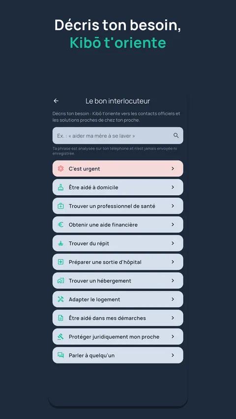 Kibō Link — décrivez un besoin en langage libre, Kibō vous oriente