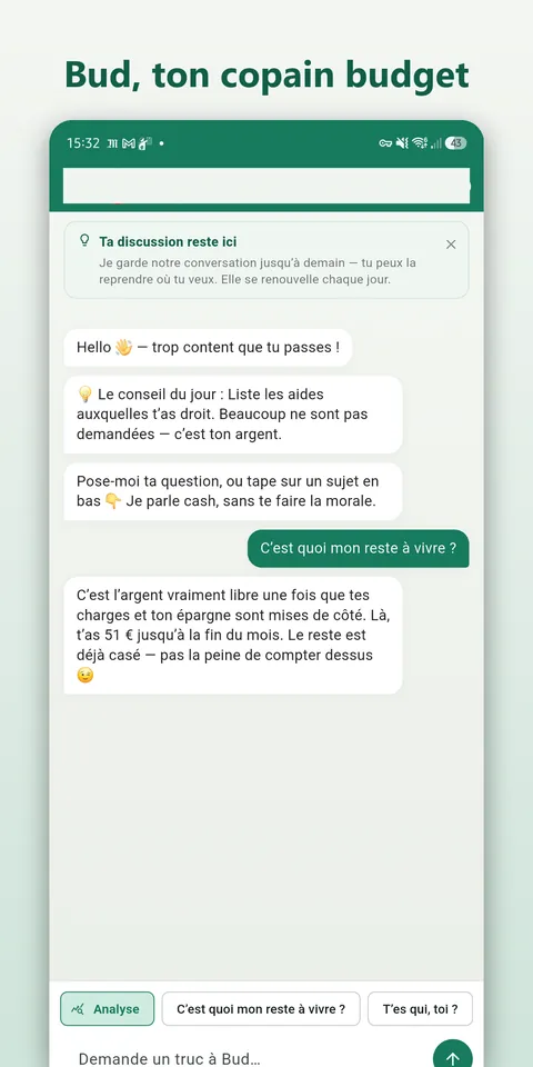 Osaru — Bud, ton copain budget : un dialogue personnalisé